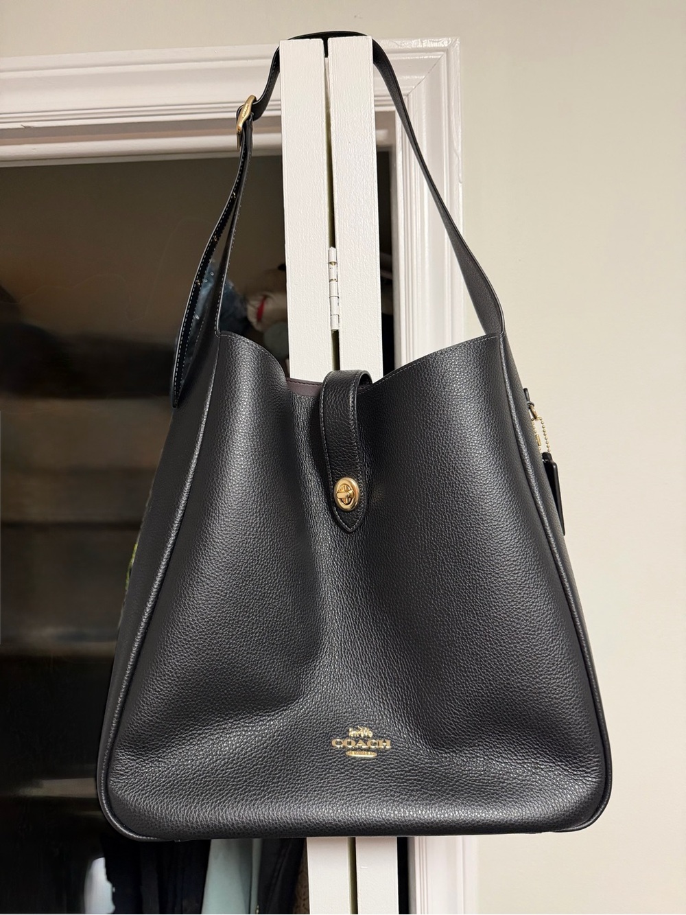 Coach Black Pebbled Leather Hadley Large Shoulder Bag